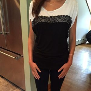 EXPRESS Black and White Lace Top