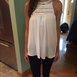 Sheer Top with Decorative Stitching on Front