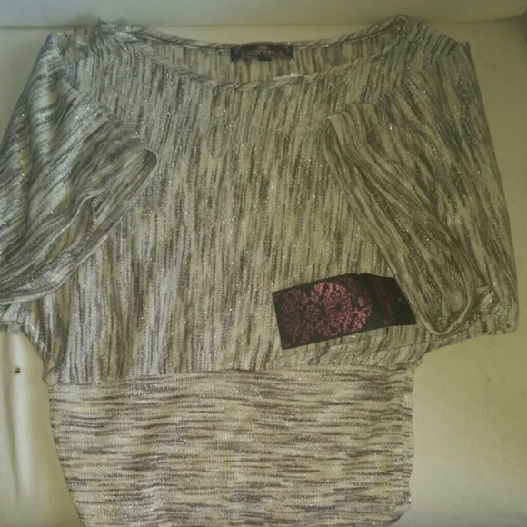 NEW Flare Sleeve Drape Sweater with shiny detail