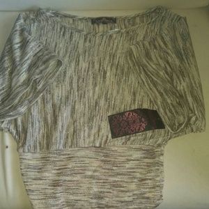 NEW Flare Sleeve Drape Sweater with shiny detail
