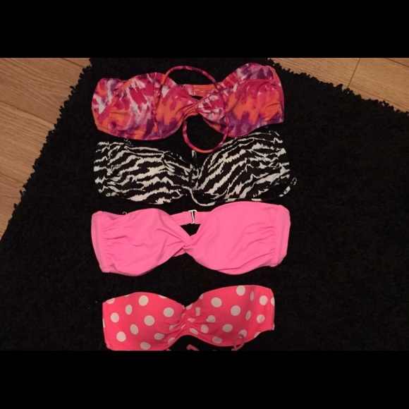 4 VS bandeau bathing suit tops!