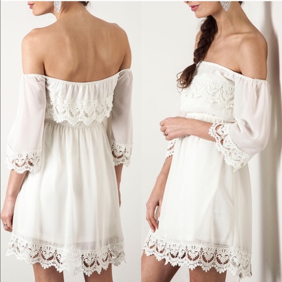 💠💠The AYANA Off Shoulder Lace Dress -MINT - Picture 3 of 3