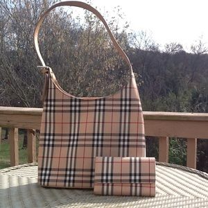 Striped shoulder bag & wallet