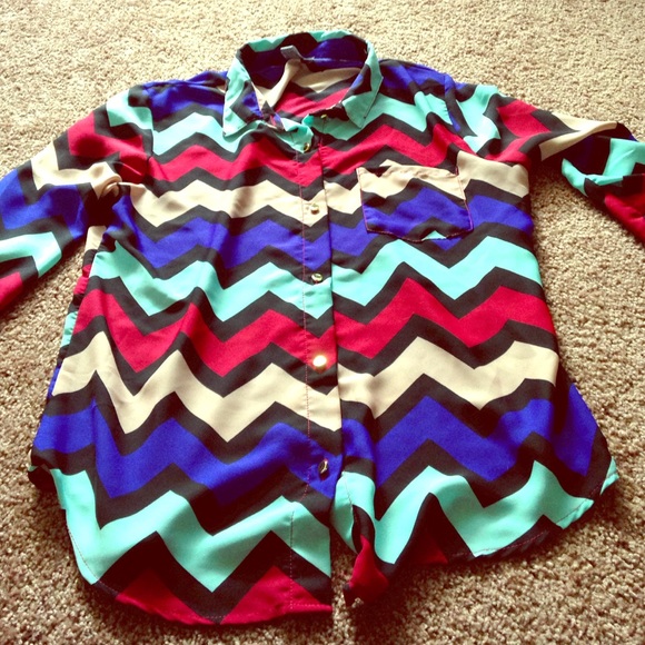 Charlotte Russe Button Down Blouse Multi Colored