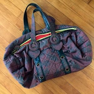 Red and black / brown duffel / weekender / tote