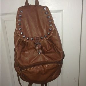 Brown faux leather backpack
