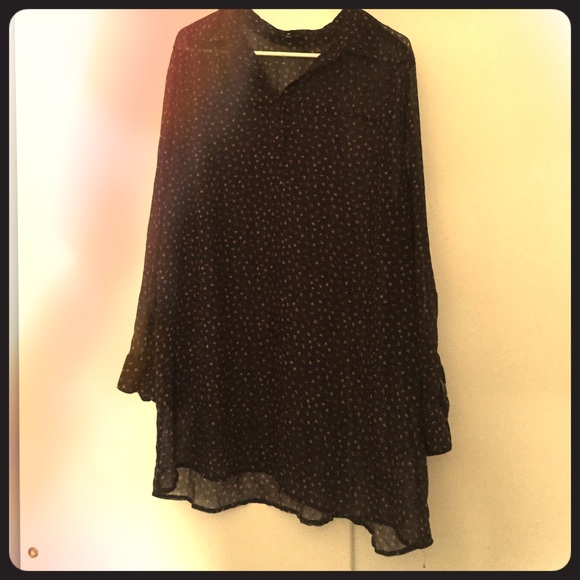 Off Black Chiffon Long Sleeve blouse.