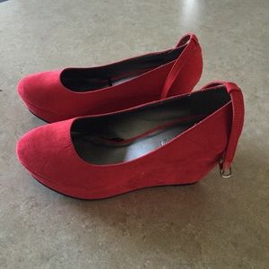 Red Wedges with Ankle Strap
