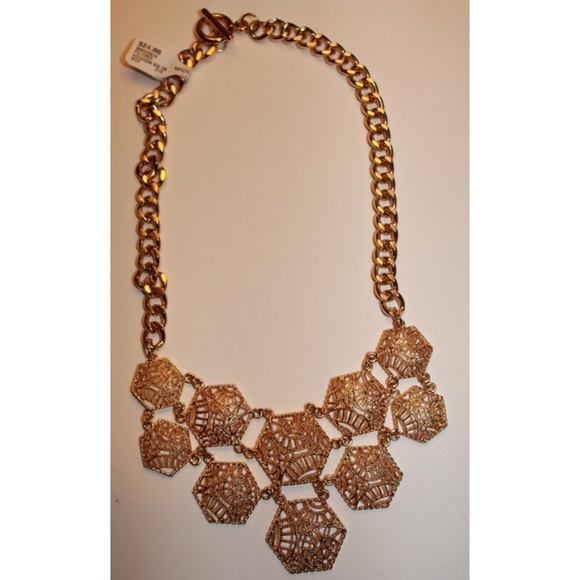 Francesca's Gold Hexagonal Necklace w/ Gold Chain
