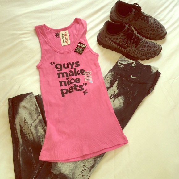 Pink "Guys Make Nice Pets" Tank Top - sz S
