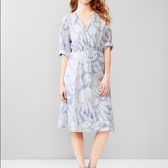 Printed tie-waste shirtdress