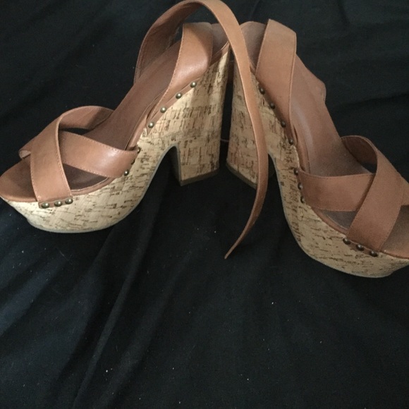 Faux Leather Tie Up Wedges