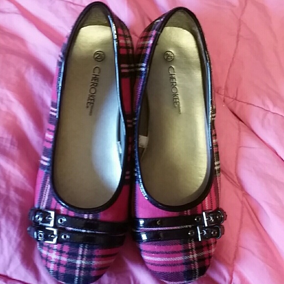 Plaid flat shoes