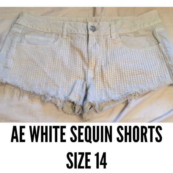 AE white sequin shorts