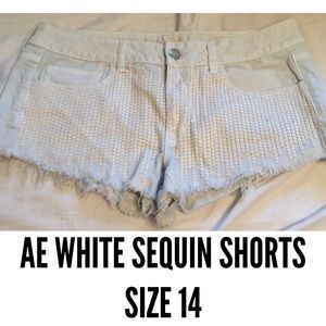 AE white sequin shorts