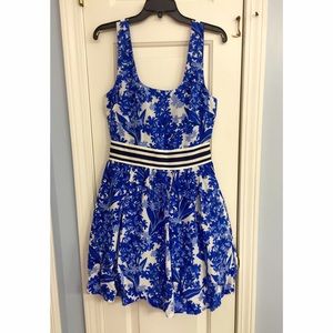 NWT Juicy Couture Silk Blue Hyacinth Floral Dress