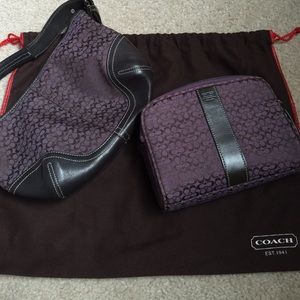 Coach small handbag and makeup bag set