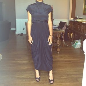 Silk, black, high neck dress