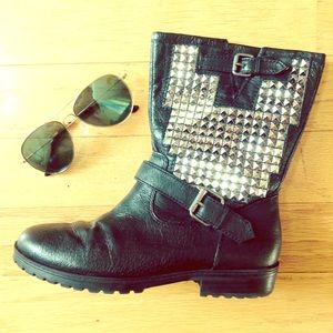 Studded black boots