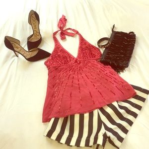 Bebe Pink/Mauve Sequin Halter Top
