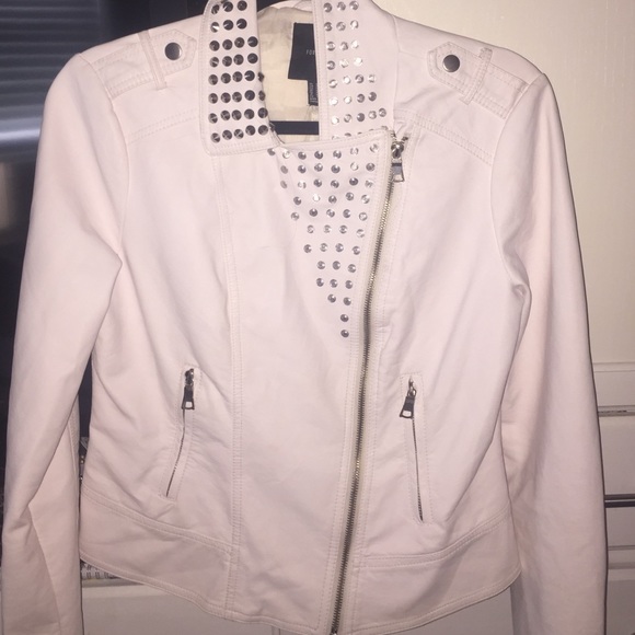 White leather studded jacket