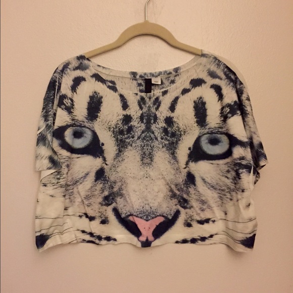 White cheetah crop top