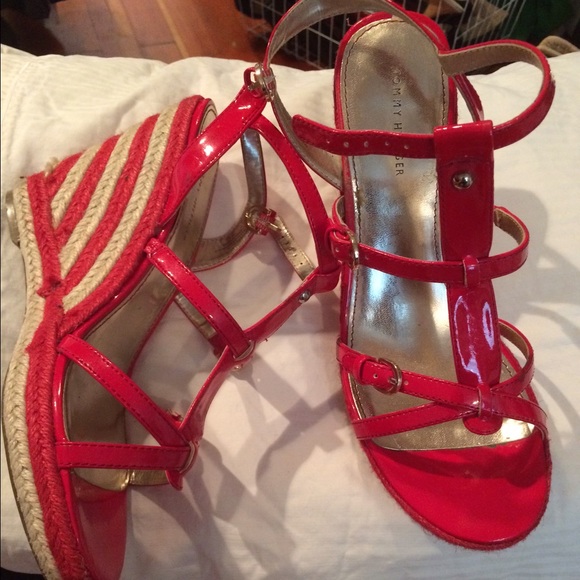 Tommy Hilfiger Red Wedges