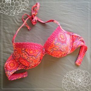 Aerie Floral Print Crochet Bikini Top