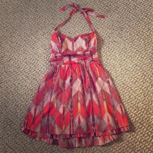 Guess. Size 8 Halter red/orange printed dress