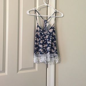LA HEARTS Navy Floral Tank Top