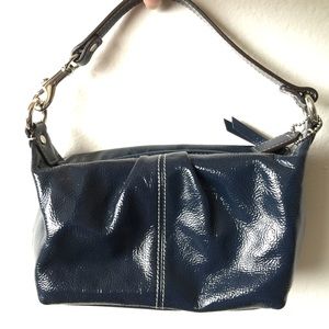 Coach mini bag navy with green interior