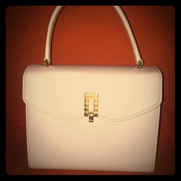 Vintage saks white leather bag