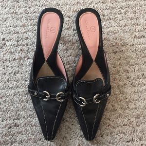 Cole Haan Black Leather Pointed Toe Heels