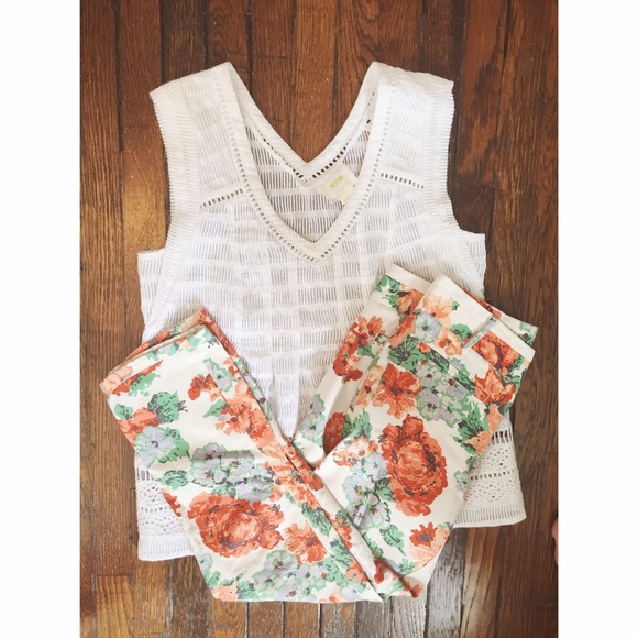 Anthro Printed Cropped Pants