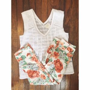 Anthro Printed Cropped Pants