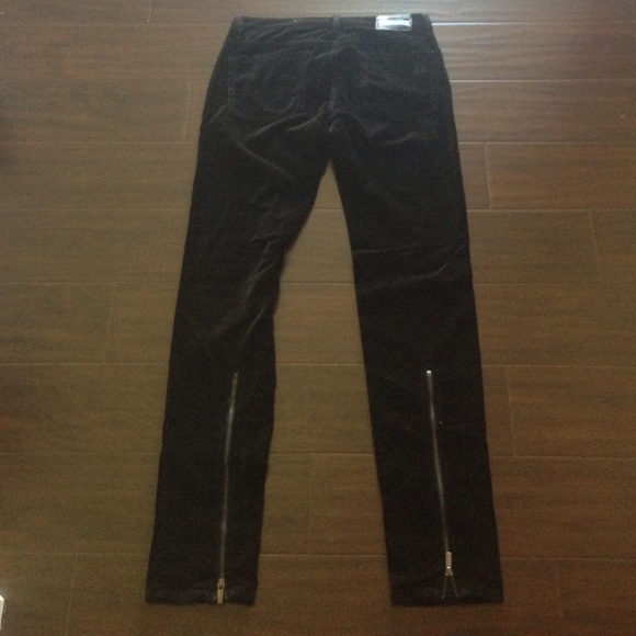 BCBGmaxazria black velvet panta with Leg Zipper - Picture 2 of 3