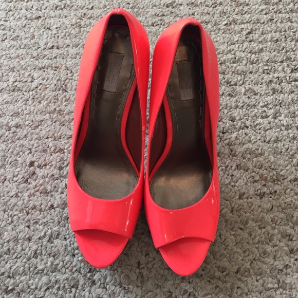 Rachel Roy Neon Orange Patent Heels