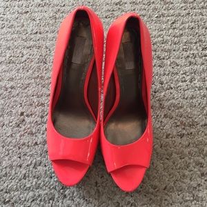 Rachel Roy Neon Orange Patent Heels