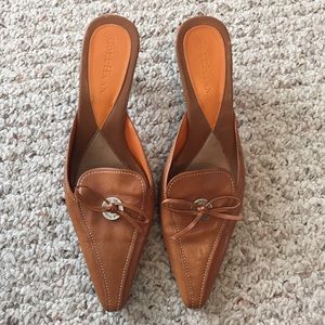 Cole Haan Cognac Leather Slide On Heels