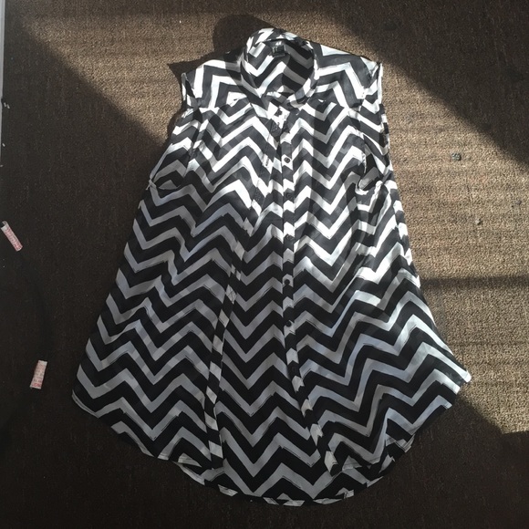 Black & White striped Sheer Shirt