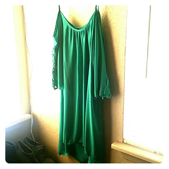 Open shoulder jade dress