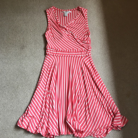 Max Studio coral/pink striped dress.