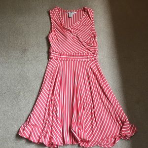 Max Studio coral/pink striped dress.