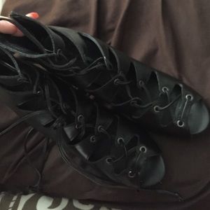 Black bootie gladiator sandal (?) Like new