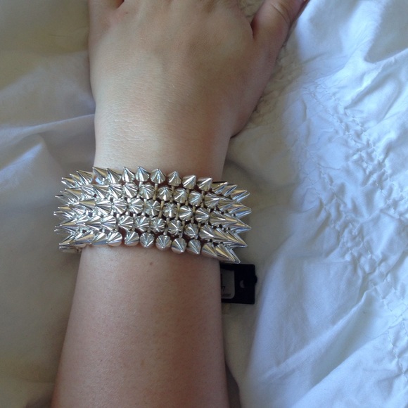 Edgy silver spike bracelet