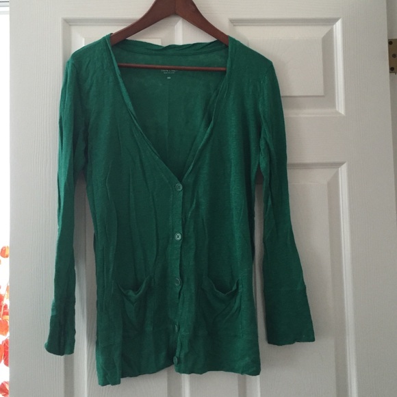 ❌❌SOLD❌❌JCrew linen cardigan gem green - Picture 2 of 3