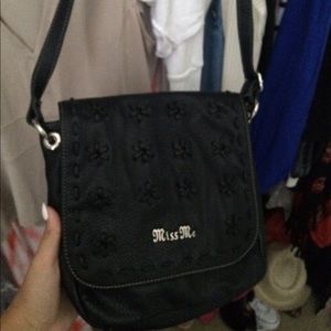Used Miss Me Black Leather Crossbody Purse