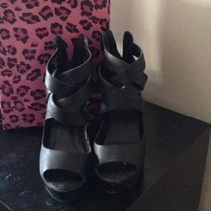 Black wedge sandals