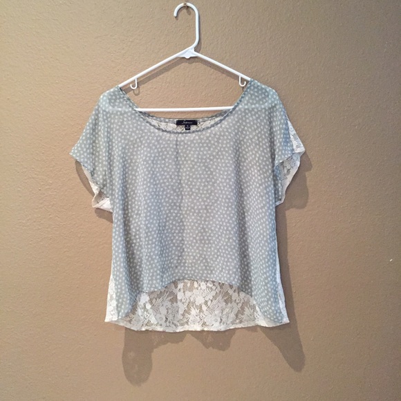 Sheer green flowy shirt with lace back