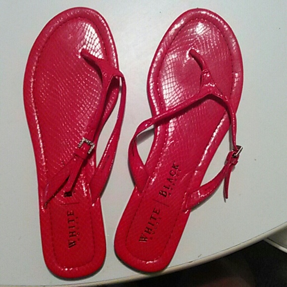 Red snake skinned sandals